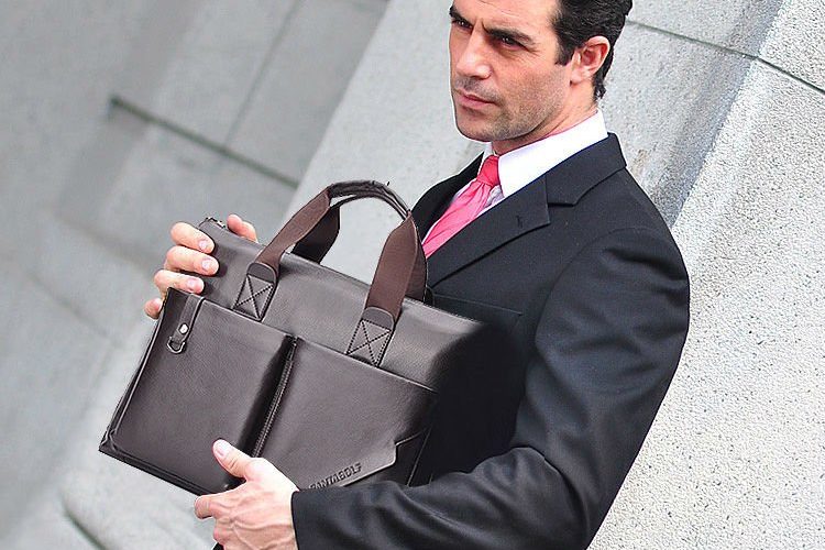 messenger bag with suit