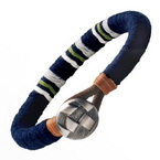 brace11 Navy Blue Medallion Leather Bracelet