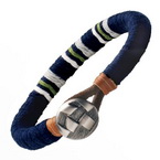 Navy Blue Medallion Leather Bracelet