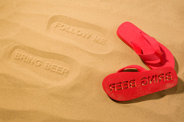 Follow Me Bring Beer Flip Flops