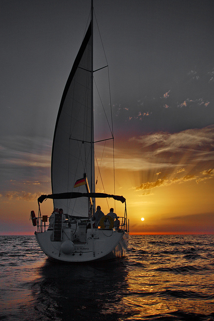 Sailing into the sunrise