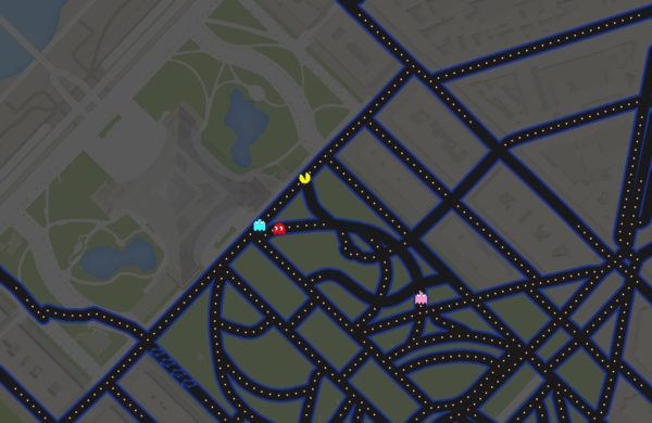 Pac-Man around the Eiffel Tower in Paris