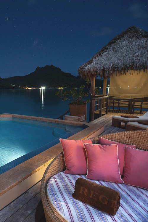 Jacuzzi Pool At Night Time Bora Bora Polynesia Desktop Background