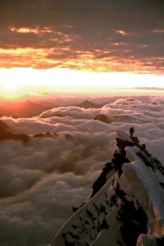 Summit of the Gross Glockner, Austria, at sunrise