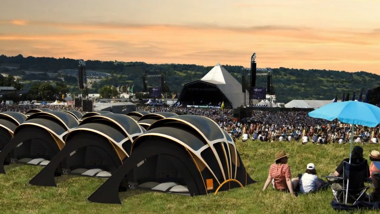 The solar-powered tent at festivals.