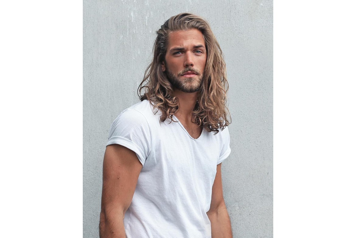 long hair male model