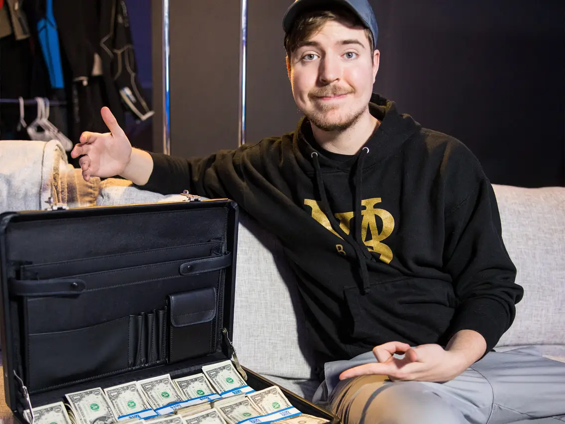 mr beast with a suitcase full of dolar bills