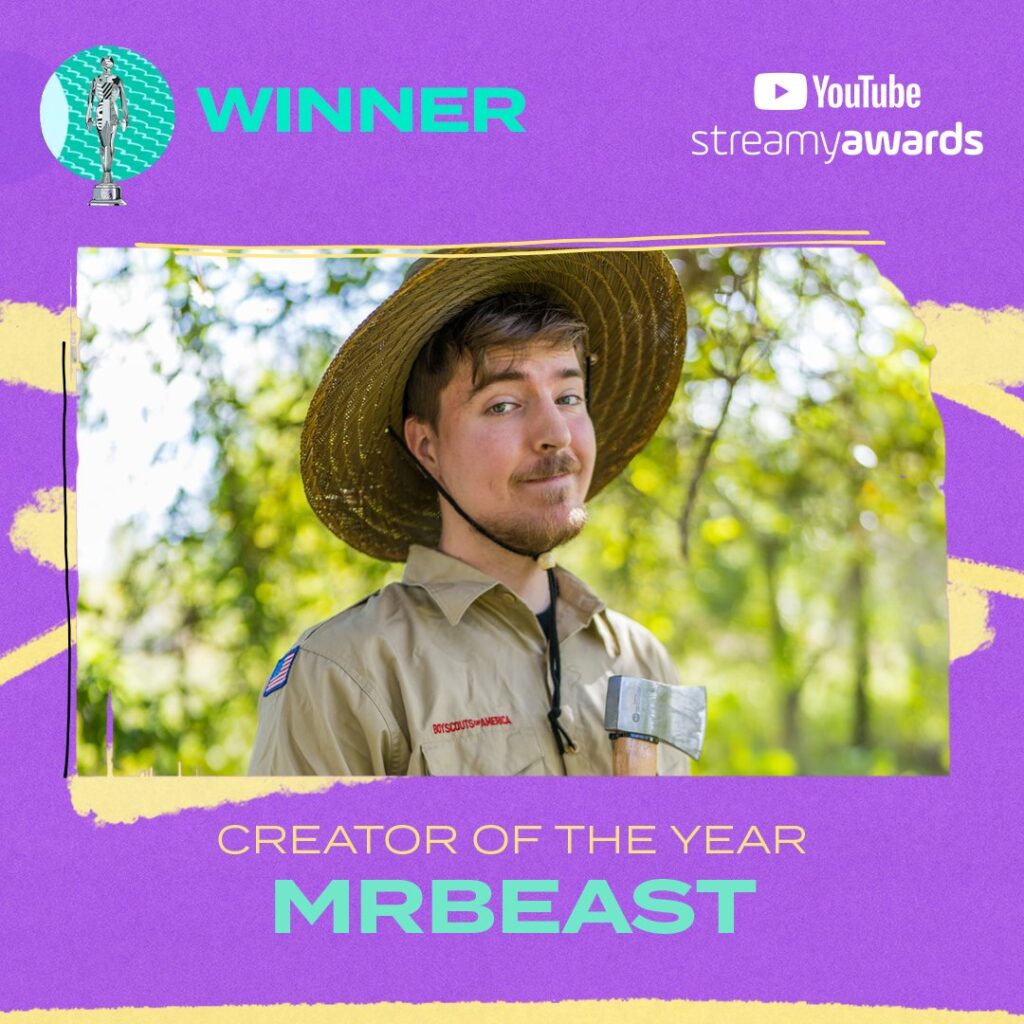 streamy awards winner - mr beast